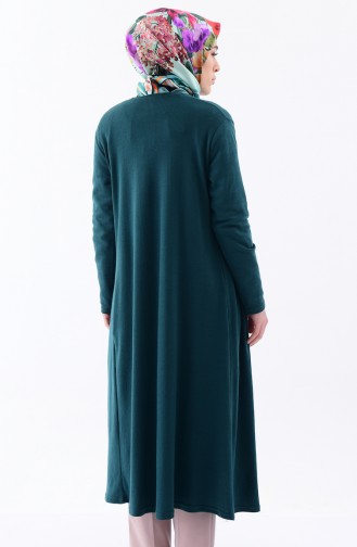 Long Gilet a Rayure 7007-11 Vert emeraude 7007-11