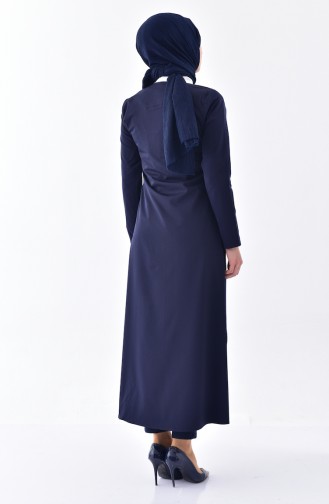 Abaya Fermeture a Glissiere 0546-04 Bleu Marine 0546-04