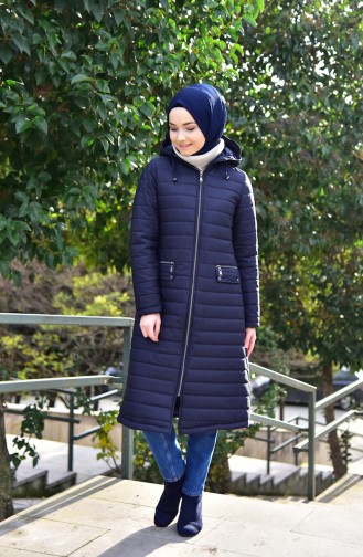 Manteau Matelassé a Capuche 5113-03 Bleu Marine 5113-03