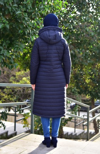 Manteau Matelassé a Capuche 5113-03 Bleu Marine 5113-03