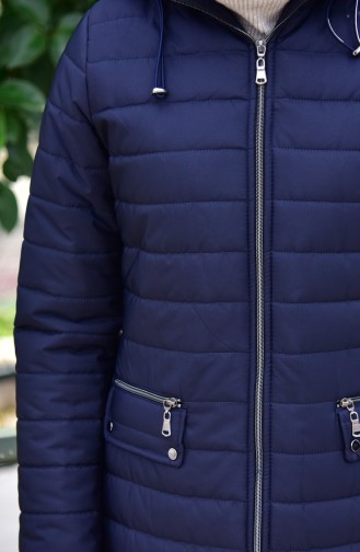 Manteau Matelassé a Capuche 5113-03 Bleu Marine 5113-03