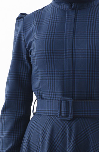 Robe a Carreaux et Ceinture 81643-05 Bleu Marine 81643-05