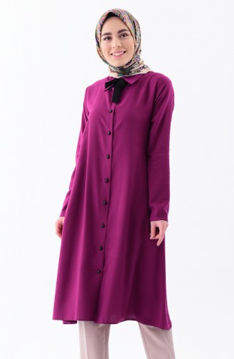 Buglem Tie Collar Buttoned Tunic 1182-03 Damson 1182-03