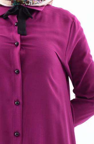 Buglem Tie Collar Buttoned Tunic 1182-03 Damson 1182-03