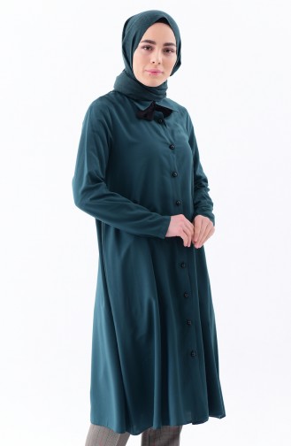 Buglem Tie Collar Buttoned Tunic 1182-05 Emerald Green 1182-05