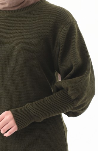 Baloon Sleeve Knitwear Tunic 2124-02 Khaki 2124-02