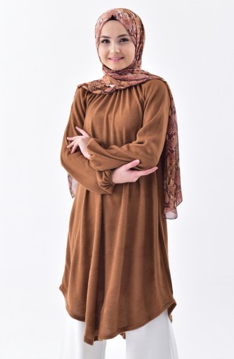 TUBANUR Pleated Asymmetric Tunic 3040-03 Camel 3040-03