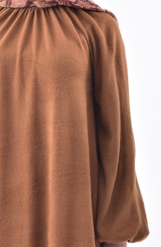 Büzgülü Asimetrik Tunik 3040-03 Camel