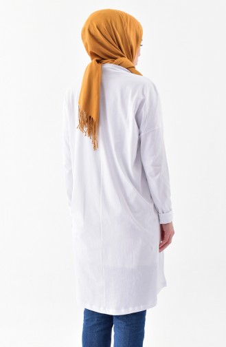 Cotton Fabric Asymmetric Tunic 1002-02 White 1002-02