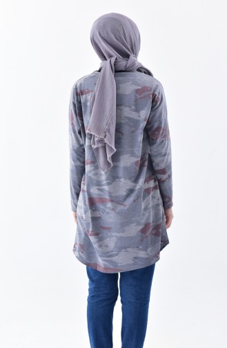 Camouflage Patterned Tunic 7324-01 Gray Burgundy 7324-01