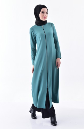 Abaya mit Reßverschluss 0546-07 Mandel Grün 0546-07