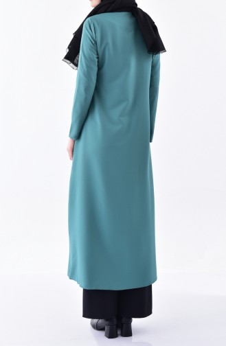 Abaya Fermeture a Glissiere 0546-07 Vert Noisette 0546-07