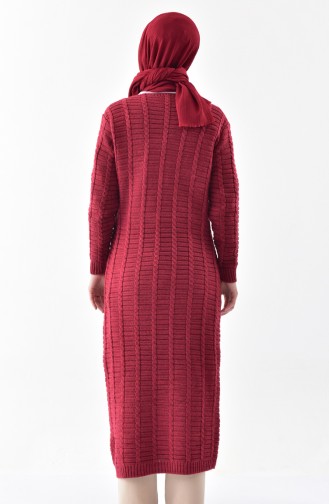 Longue Tunique Tricot avec Poches 3292-08 Bordeaux 3292-08