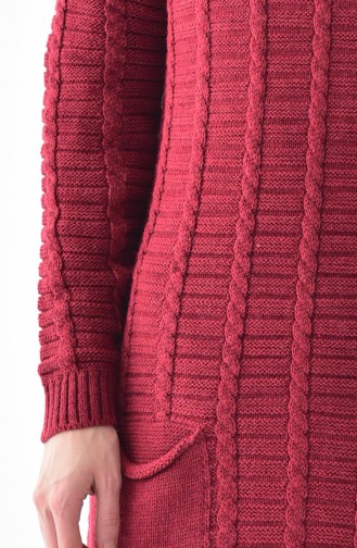 Longue Tunique Tricot avec Poches 3292-08 Bordeaux 3292-08