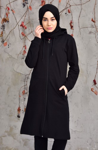 Zippered Hooded Tracksuit Suit 18138-01 Black 18138-01