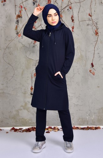 Ensemble Survêtement a Fermeture et Capuche 18138-02 Bleu Marine 18138-02