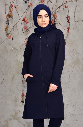 Zippered Hooded Tracksuit Suit 18138-02 Navy 18138-02