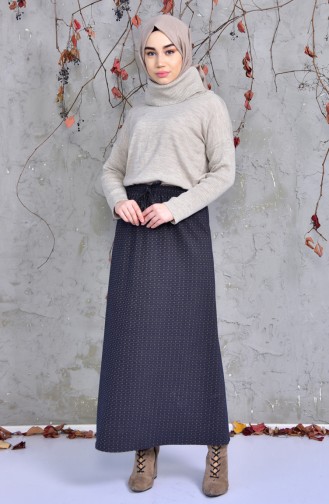 Striped Skirt 1085-01 Navy Blue 1085-01