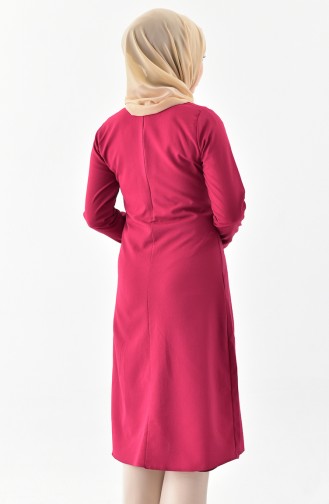 Kravat Yaka Tunik 1084-20 Fuşya