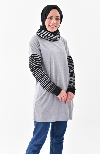 Polo-Neck Tunic 1126-01 Gray 1126-01