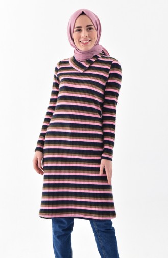 Knitwear Striped Sweater 0115-01 Navy Blue Pink 0115-01