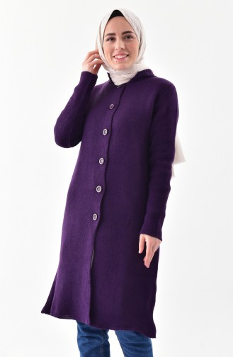 Buttoned Knitwear Cardigan 3916-03 Purple 3916-03