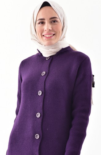 Buttoned Knitwear Cardigan 3916-03 Purple 3916-03