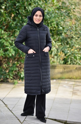 Manteau Matelassé a Capuche 5113-01 Noir 5113-01