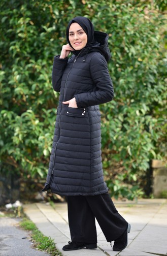 Manteau Matelassé a Capuche 5113-01 Noir 5113-01