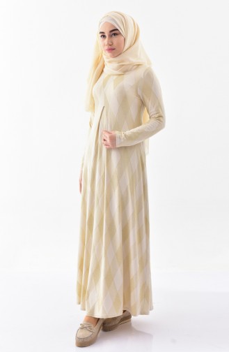 Sefa Merve Umre Elbisesi 7124F-01 Krem
