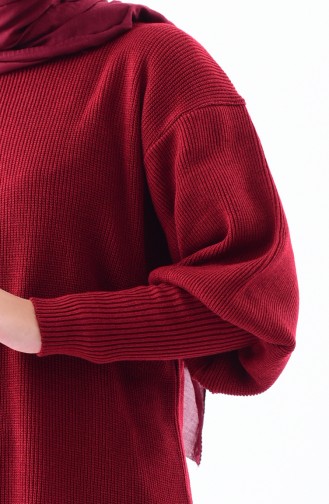 Baloon Sleeve Knitwear Tunic 2124-01 Claret Red  2124-01