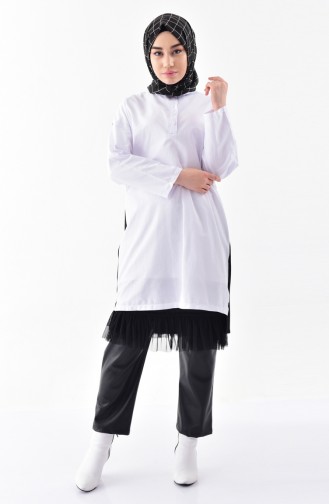 Shirt Collar Tunic 9009-01 Black White 9009-01