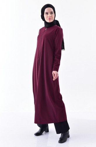 Abaya Fermeture a Glissiere 0546-05 Cerise 0546-05