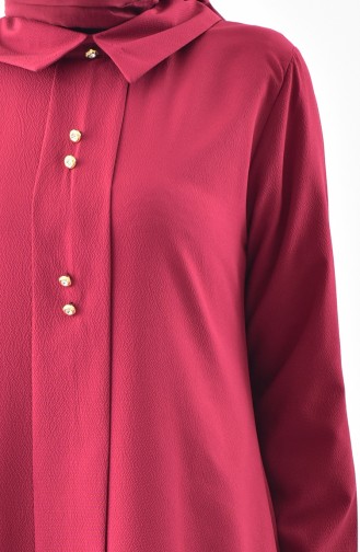 Shirt Collar Pleated Tunic 1162-12 Claret Red 1162-12