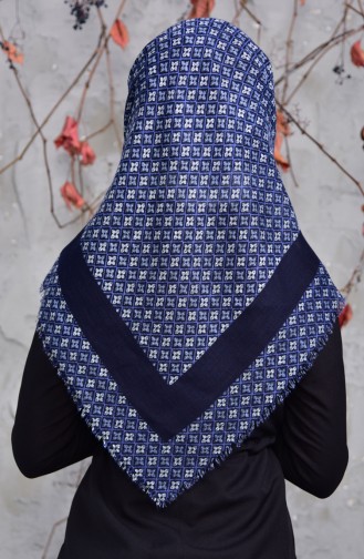 Echarpe Cotton a Motifs 2153-02 Bleu Marine Bleu 2153-02