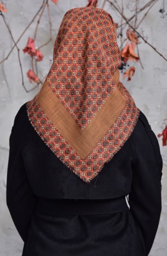 Echarpe Cotton a Motifs 2153-03 Café au Lait Brique 2153-03