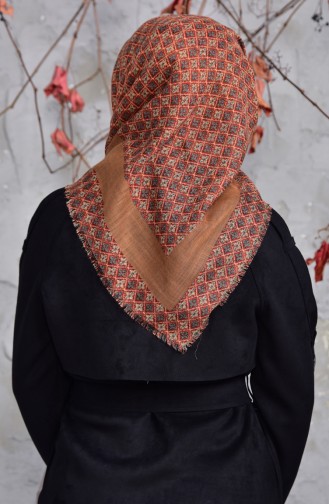 Echarpe Cotton a Motifs 2153-03 Café au Lait Brique 2153-03