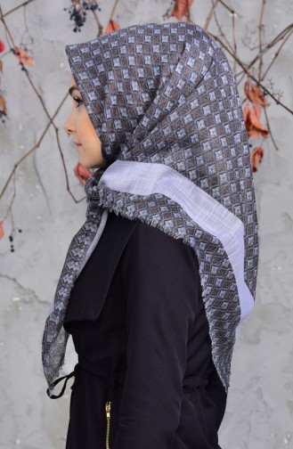 Patterned Cotton Scarf 2153-10 Gray Dark Gray 2153-10