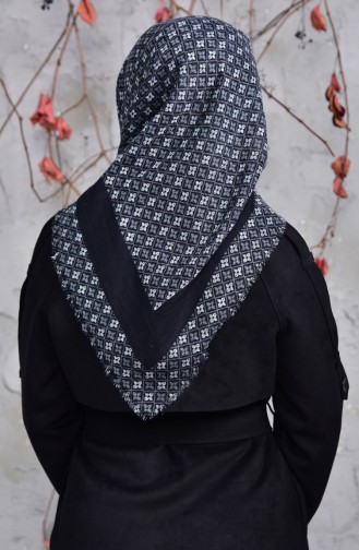 Echarpe Cotton a Motifs 2153-11 Noir Fumé 2153-11