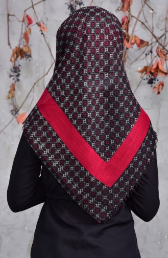 Echarpe Cotton a Motifs 2153-12 Fushia Noir 2153-12