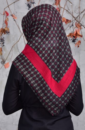 Echarpe Cotton a Motifs 2153-12 Fushia Noir 2153-12