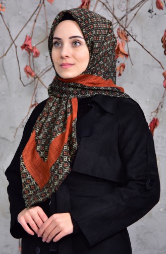 Echarpe Cotton a Motifs 2153-15 Noir Tabac 2153-15