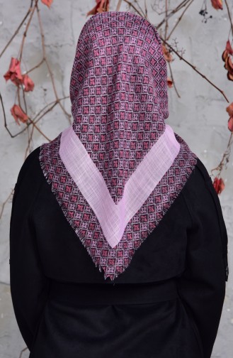 Desenli Flamlı Cotton Eşarp 2153-17 Toz Pembe