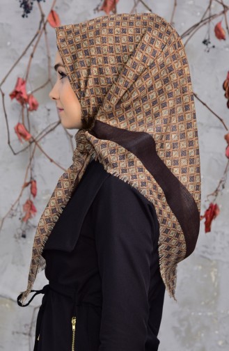Echarpe Cotton a Motifs 2153-18 Brun Beige 2153-18