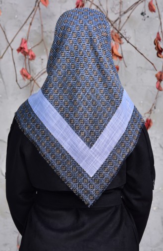 Patterned Cotton Scarf 2153-19 Blue 2153-19
