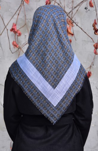 Echarpe Cotton a Motifs 2153-19 Bleu 2153-19