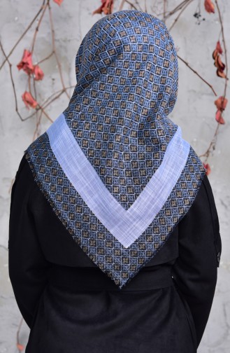 Patterned Cotton Scarf 2153-19 Blue 2153-19