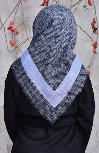 Echarpe Cotton a Motifs 2153-19 Bleu 2153-19