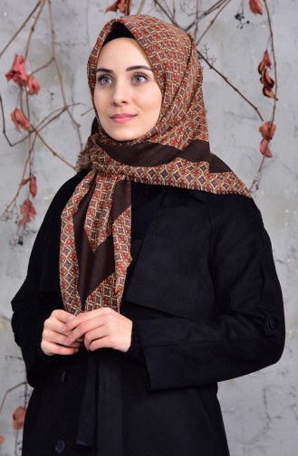 Patterned Cotton Scarf 2153-21 Brown 2153-21