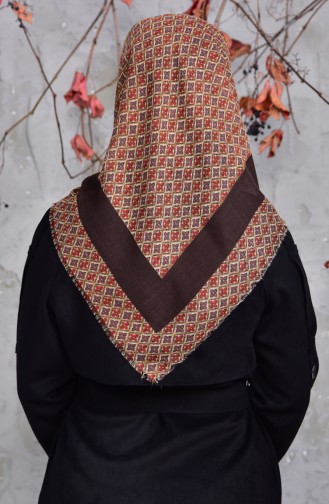 Patterned Cotton Scarf 2153-21 Brown 2153-21